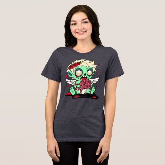 Zombie Cupid Tri-Blend Shirt (Voorkant volledig)