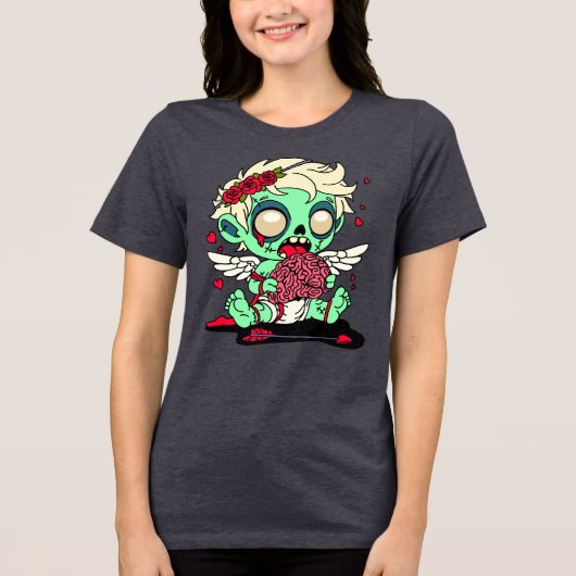 Zombie Cupido Tri-Blend Shirt (Voorkant)
