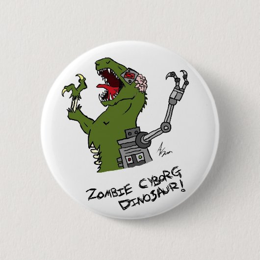 Zombie Cyborg Dinosaur Button (Voorkant)