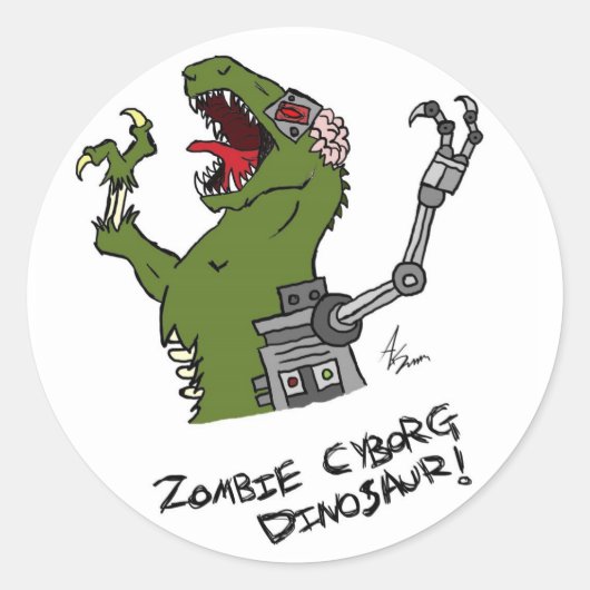 Zombie Cyborg Dinosaurus Stickers (Voorkant)