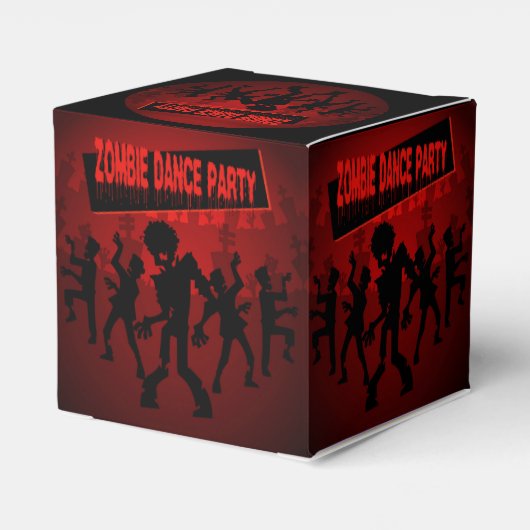 Zombie Dance Party Black & Oranje Cube Bedankdoosjes (Achterkant)