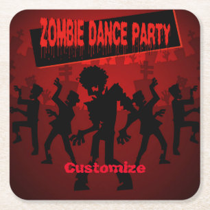 Zombie Dance Party Black & Oranje Kartonnen Onderzetters