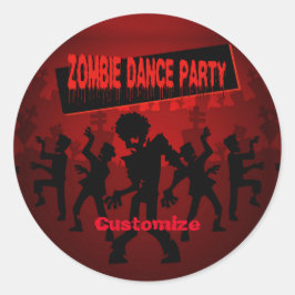 Zombie Dance Party Black & Oranje Ronde Sticker