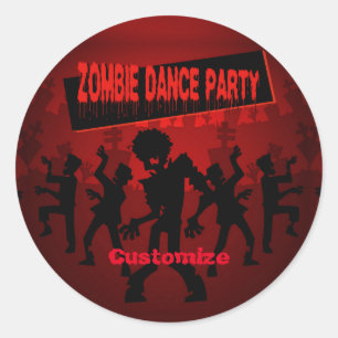 Zombie Dance Party Black & Oranje Ronde Sticker