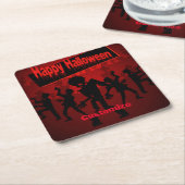 Zombie Dance Party Happy Halloween Kartonnen Onderzetters (Schuin)
