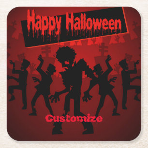 Zombie Dance Party Happy Halloween Kartonnen Onderzetters