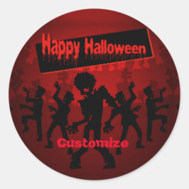 Zombie Dance Party Happy Halloween Ronde Sticker