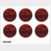 Zombie Dance Party Happy Halloween Ronde Sticker (Vel)