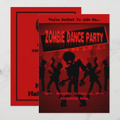 Zombie Dance Party Sinaasappel Kaart (Voorkant / Achterkant)