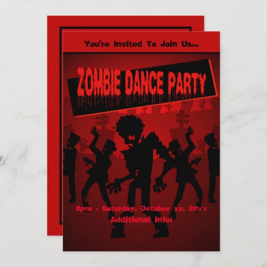Zombie Dance Party Sinaasappel Kaart (Voorkant / Achterkant)