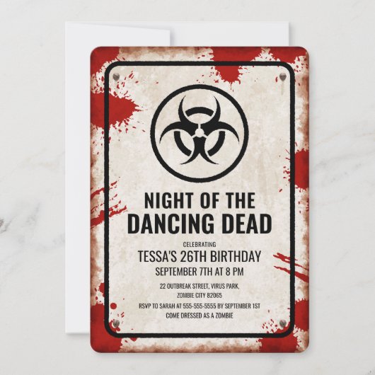 Zombie-dansfeest met bloed en weersbord kaart (Voorkant)