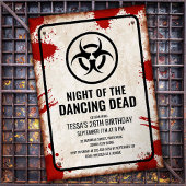 Zombie-dansfeest met bloed en weersbord kaart