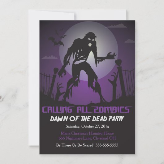 Zombie Dawn of the Dead Halloween Party Invitation Kaart (Voorkant)
