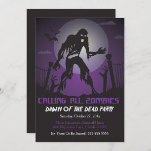 Zombie Dawn of the Dead Halloween Party Invitation Kaart