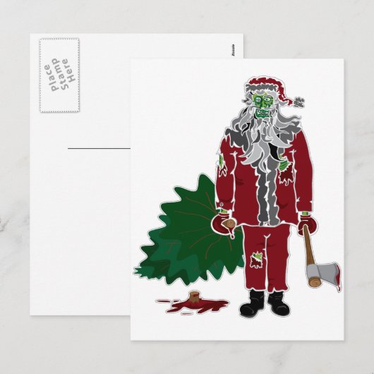 Zombie de Kerstman Feestdagenkaart (Voorkant / Achterkant)