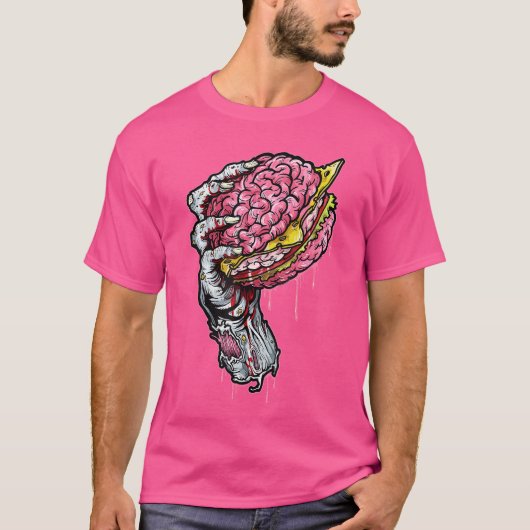 Zombie Dead Brain Hamburger Halloween Horror Humor T-shirt (Voorkant)
