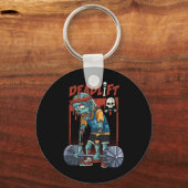 Zombie Deadlift Gewichtheffen Halloween Fitness G Sleutelhanger (Voorkant)