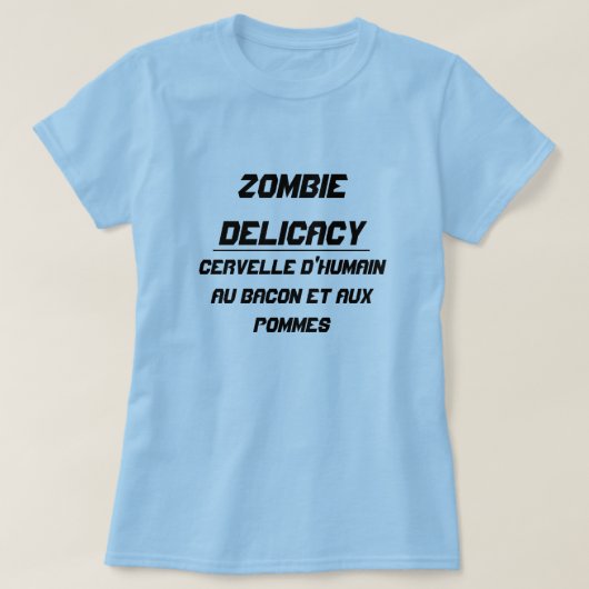 Zombie Delicacy Menselijk brein met bacon en appel T-shirt (Design voorkant)
