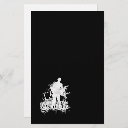 Zombie-design in zwart-wit briefpapier (Voorkant / Achterkant)