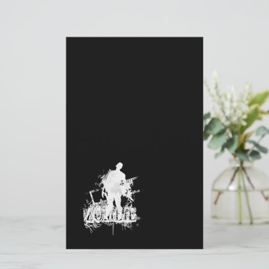 Zombie-design in zwart-wit briefpapier (Staand voorkant)
