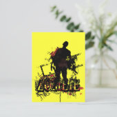 Zombie-design in zwart-wit en rood briefkaart (Staand voorkant)