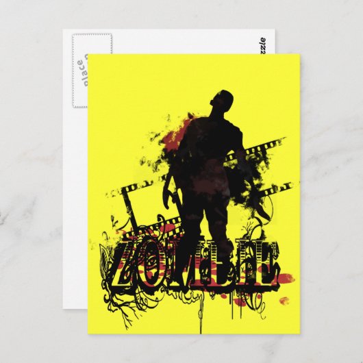 Zombie-design in zwart-wit en rood briefkaart (Voorkant / Achterkant)