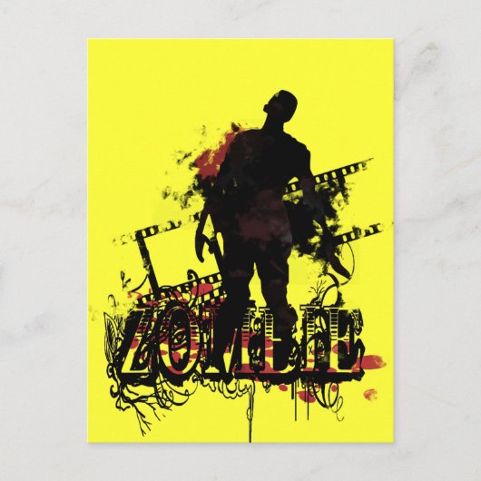 Zombie-design in zwart-wit en rood briefkaart (Voorkant)