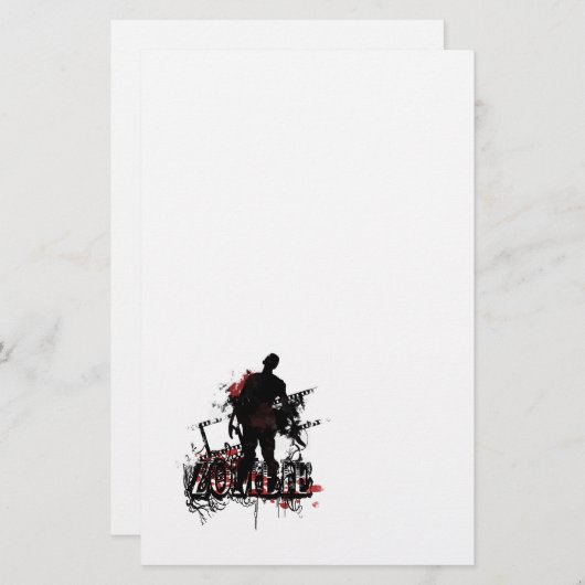 Zombie-design in zwart-wit en rood briefpapier (Voorkant / Achterkant)