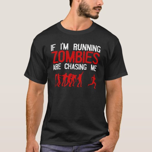 Zombie die design voor mannen Halloween Funn runt T-shirt (Voorkant)