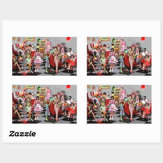 Zombie Diner Rechthoekige Sticker (Vel)