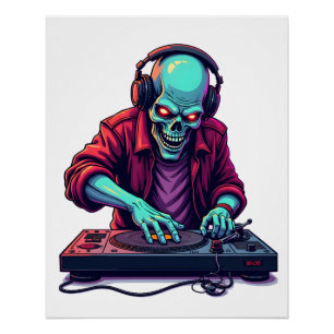 Zombie DJ � Muziekgestival Halloween T-shirt Perfect Poster