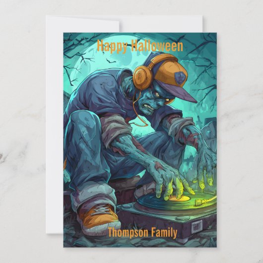 Zombie DJ Rave Halloween-feeststemming Kaart (Voorkant)