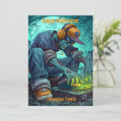 Zombie DJ Rave Halloween-feeststemming Kaart (Staand voorkant)