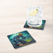 Zombie DJ Rave Halloween Party Vibes Kartonnen Onderzetters (Insitu)