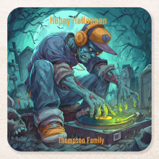 Zombie DJ Rave Halloween Party Vibes Kartonnen Onderzetters