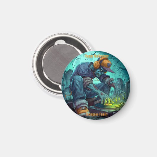 Zombie DJ Rave Halloween Party Vibes Magneet (Voorkant / Achterkant)