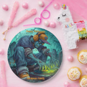 Zombie DJ Rave Halloween Party Vibes Papieren Bordje (Feest)