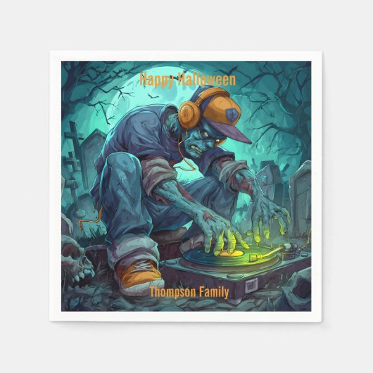 Zombie DJ Rave Halloween Party Vibes Servet (Voorkant)