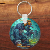 Zombie DJ Rave Halloween Party Vibes Sleutelhanger (Voorkant)