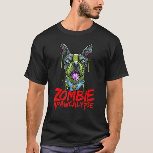 Zombie Dog French Bulldog Apawcalypse Frenchie Hal T-shirt (Voorkant)