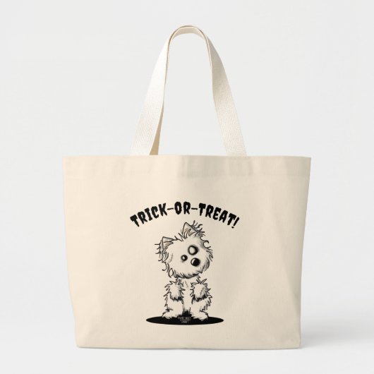 Zombie Dog Halloween Trick-or-Treat Bag Grote Tote Bag (Voorkant)