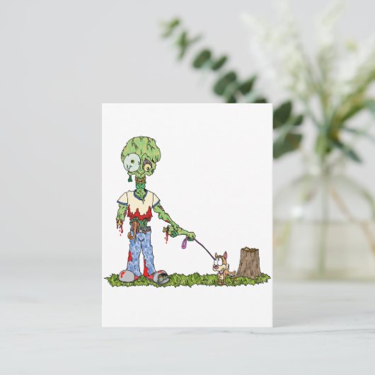 Zombie Dog Walker Briefkaart (Staand voorkant)