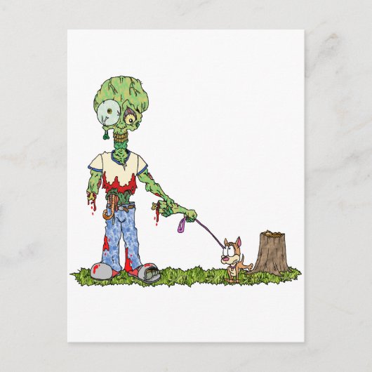 Zombie Dog Walker Briefkaart (Voorkant)
