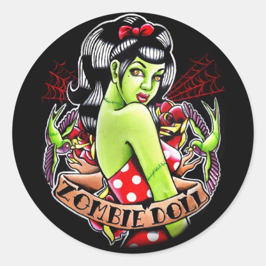 Zombie Doll door Carissa Roos Ronde Sticker (Voorkant)