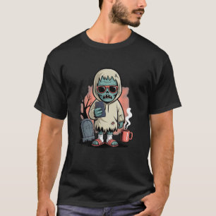 Zombie Drink Koffie Cartoon Spooky Undead Chill T-shirt
