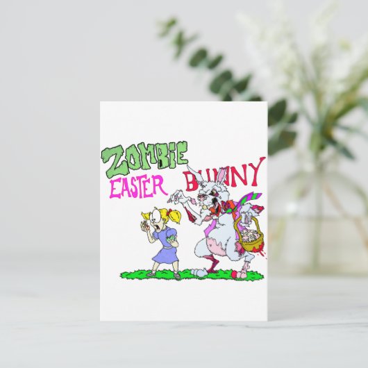 Zombie Easter Bunny Feestdagenkaart (Staand voorkant)