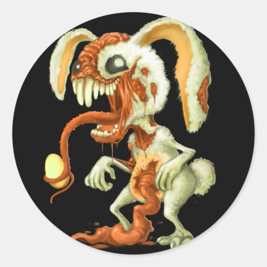 Zombie Easter Bunny Ronde Sticker (Voorkant)