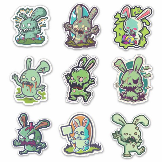 Zombie Easter Bunny Sticker (Voorkant)