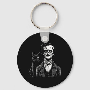 Zombie Edgar Allan Poe De Zwarte Kat Halloween Ple Sleutelhanger