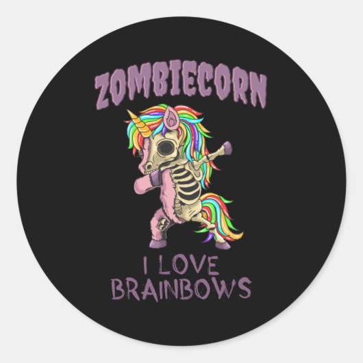 Zombie Eenhoorn Halloween Dab Zombiecorn Ronde Sticker (Voorkant)